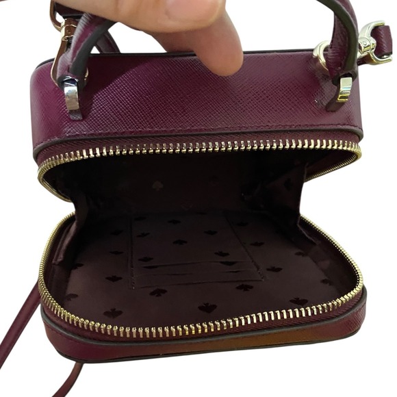 Kate Spade New York Meow Cat Daisy Crossbody Bag Burgundy Saffiano Leather - Picture 6 of 16